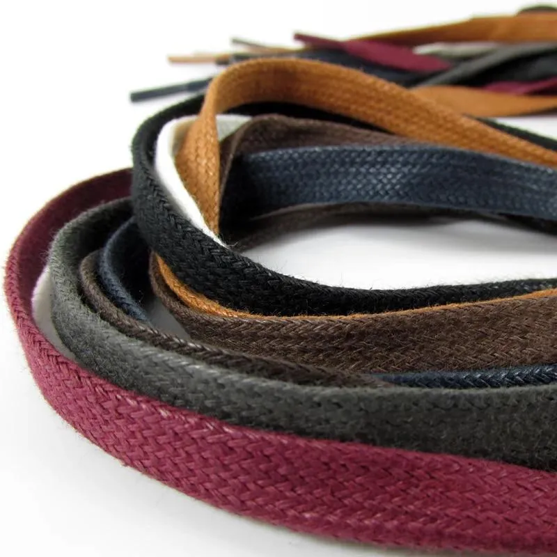 1 Pair Waxed Cotton Flat Shoelaces 23" to 70"