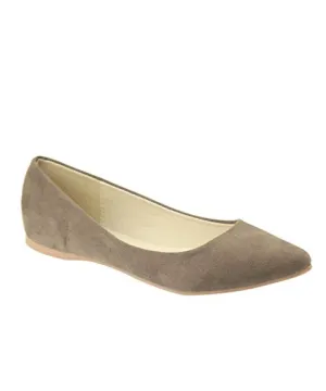 Bella Marie Angie-28 Women's Classic Pointy Toe Ballet Flat Shoes Taupe (6 M US)