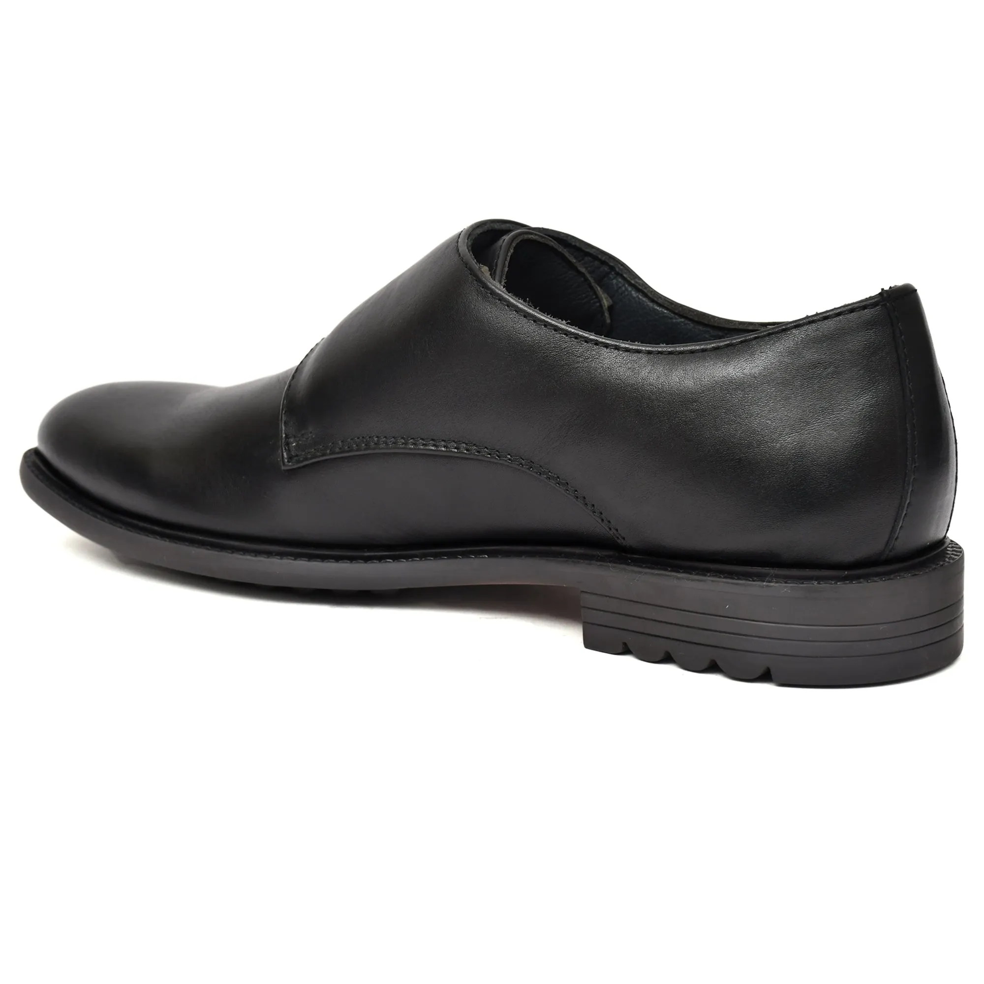Black Double Strap Monk Shoes