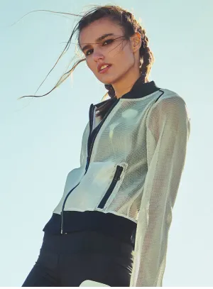 CAGGEEN BOMBER JACKET IN WHITE BREATHABLE MESH