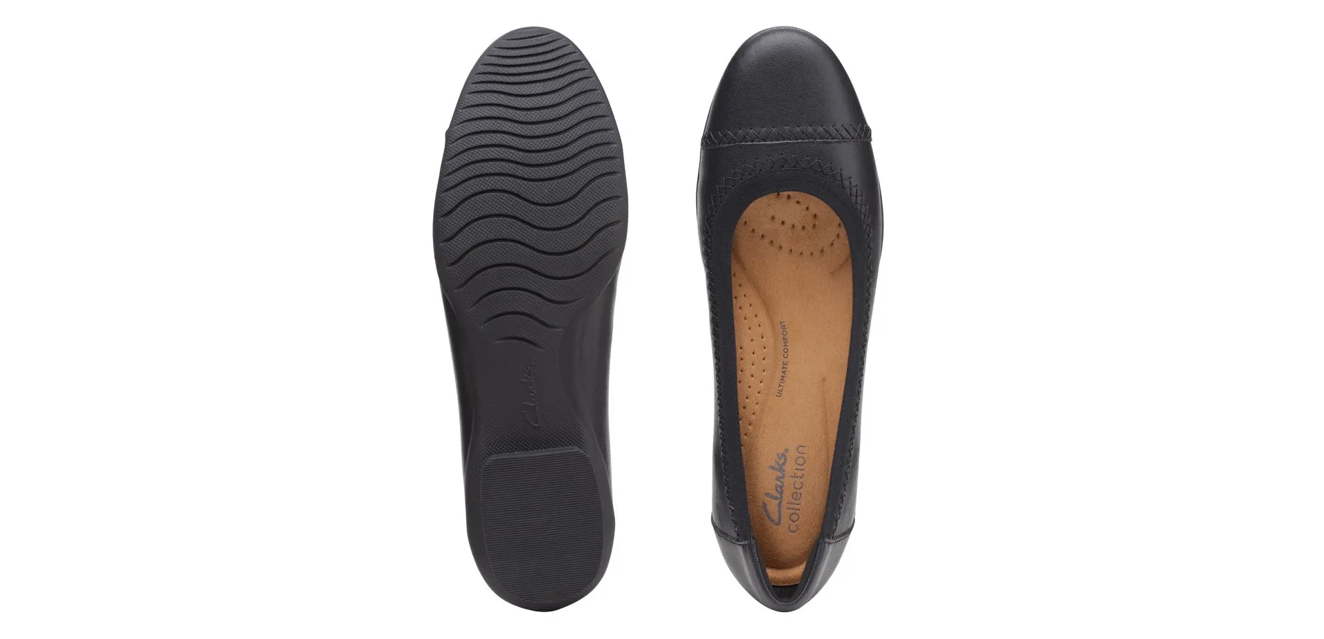 Clarks Women's Sara Bay Ballet Flats- Black Leather