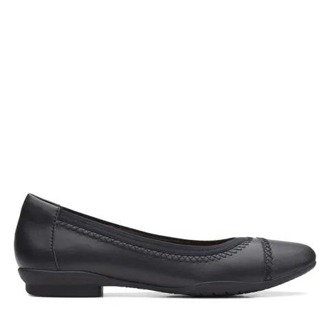 Clarks Women's Sara Bay Ballet Flats- Black Leather
