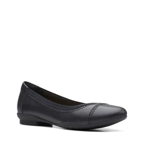 Clarks Women's Sara Bay Ballet Flats- Black Leather