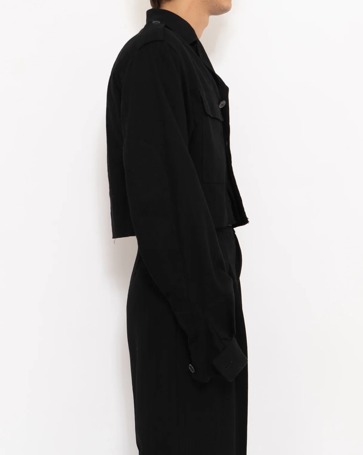 FW16 Cropped Black Military Wool Jacket