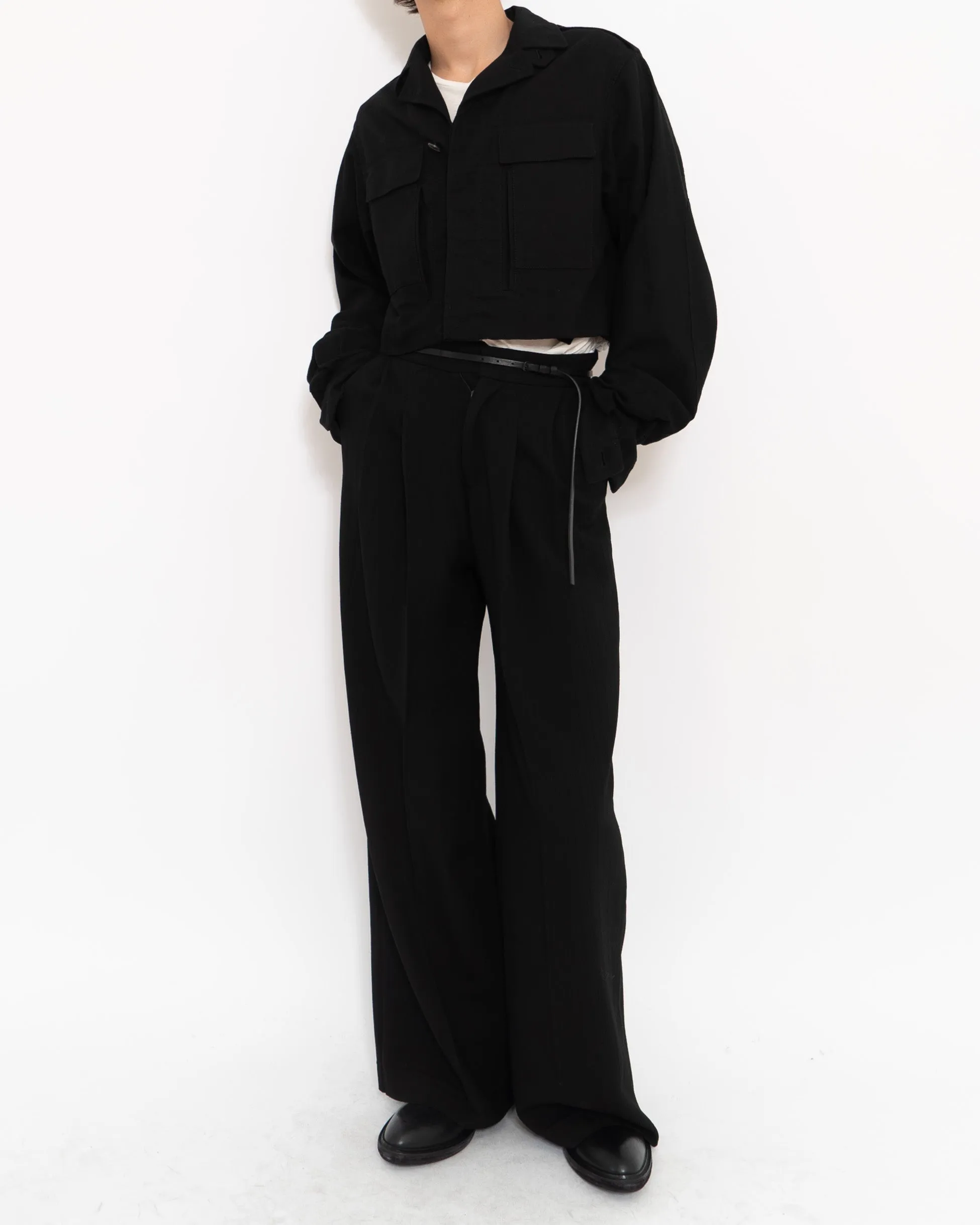 FW16 Cropped Black Military Wool Jacket