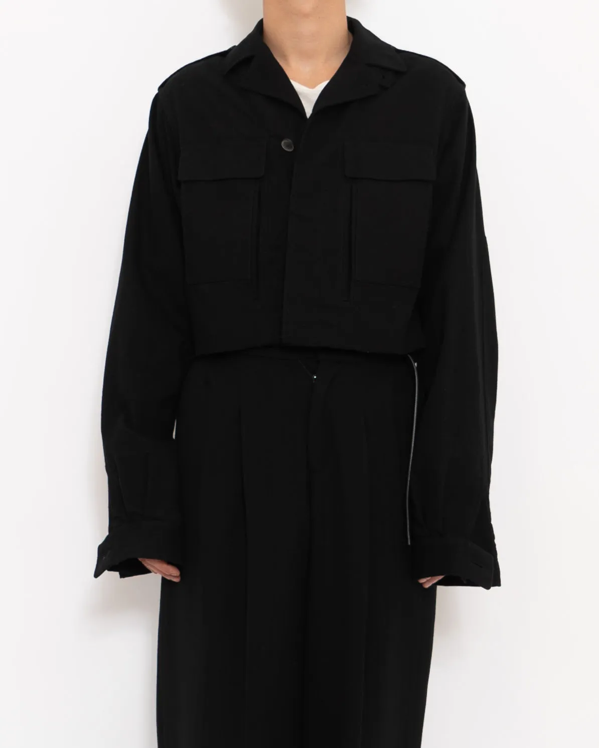 FW16 Cropped Black Military Wool Jacket