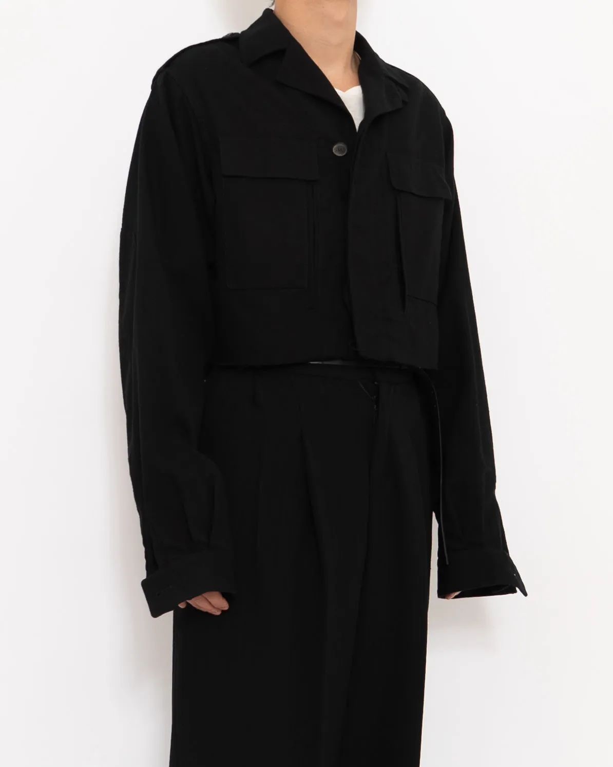 FW16 Cropped Black Military Wool Jacket