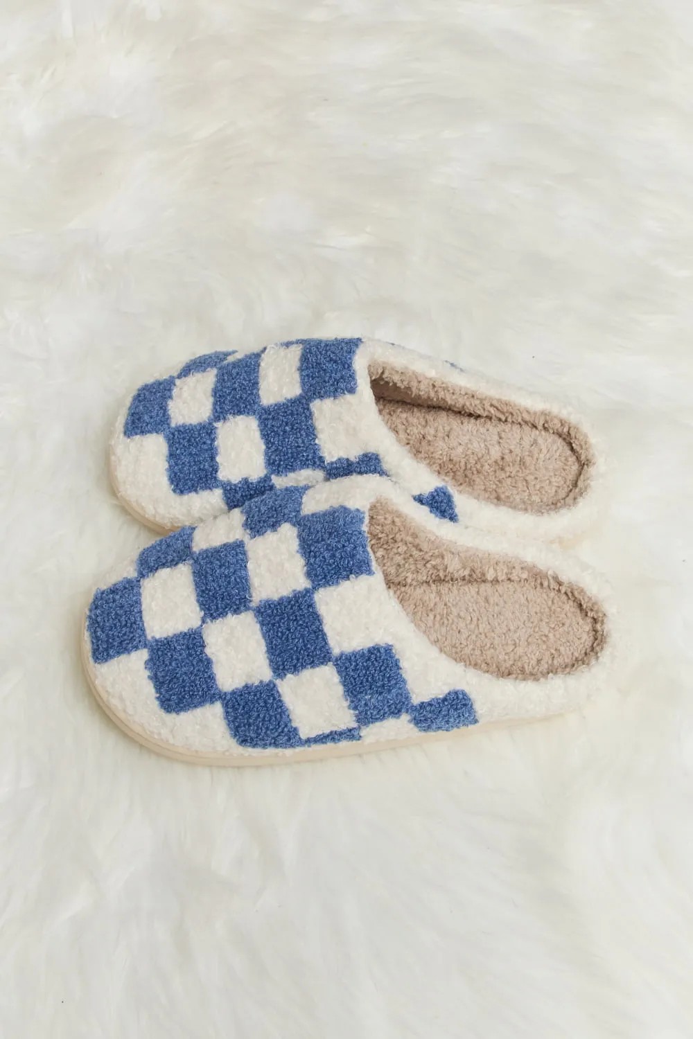 MELODY CHECKERED PLUSH SLIPPERS (MULTIPLE COLORS AVAILABLE)