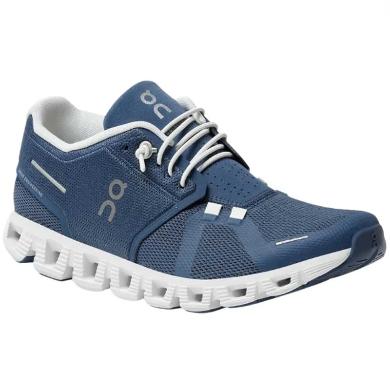On Cloud Women's Cloud 5 Running Shoes- Denim/White