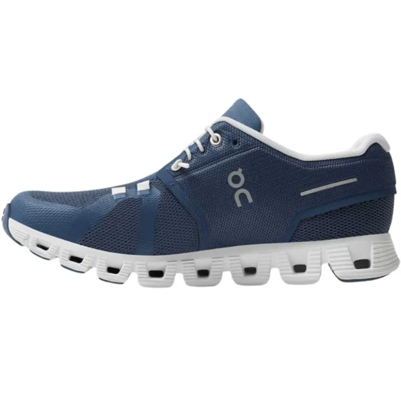 On Cloud Women's Cloud 5 Running Shoes- Denim/White