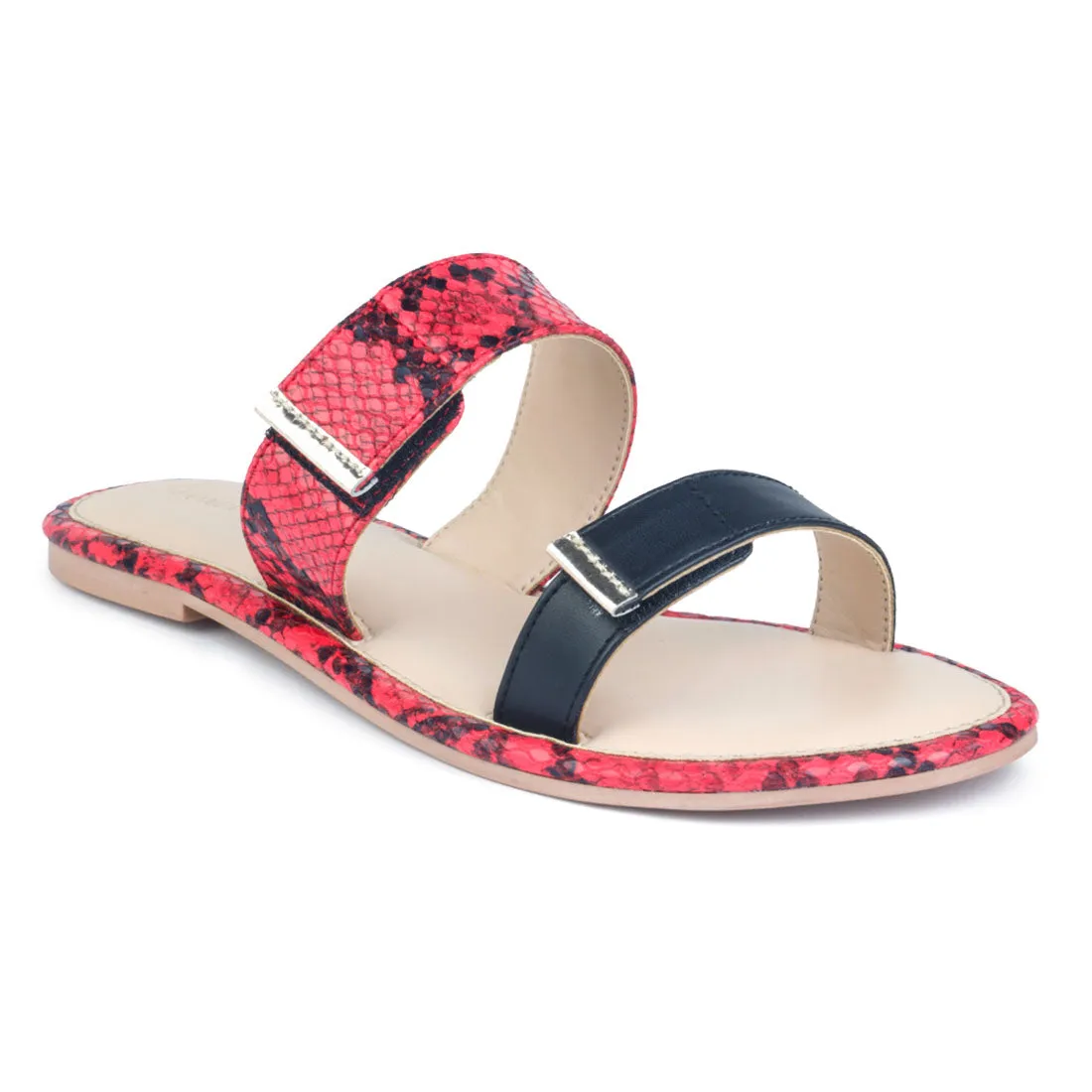 Red Snake Print Slip-On Flat