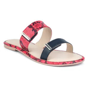 Red Snake Print Slip-On Flat