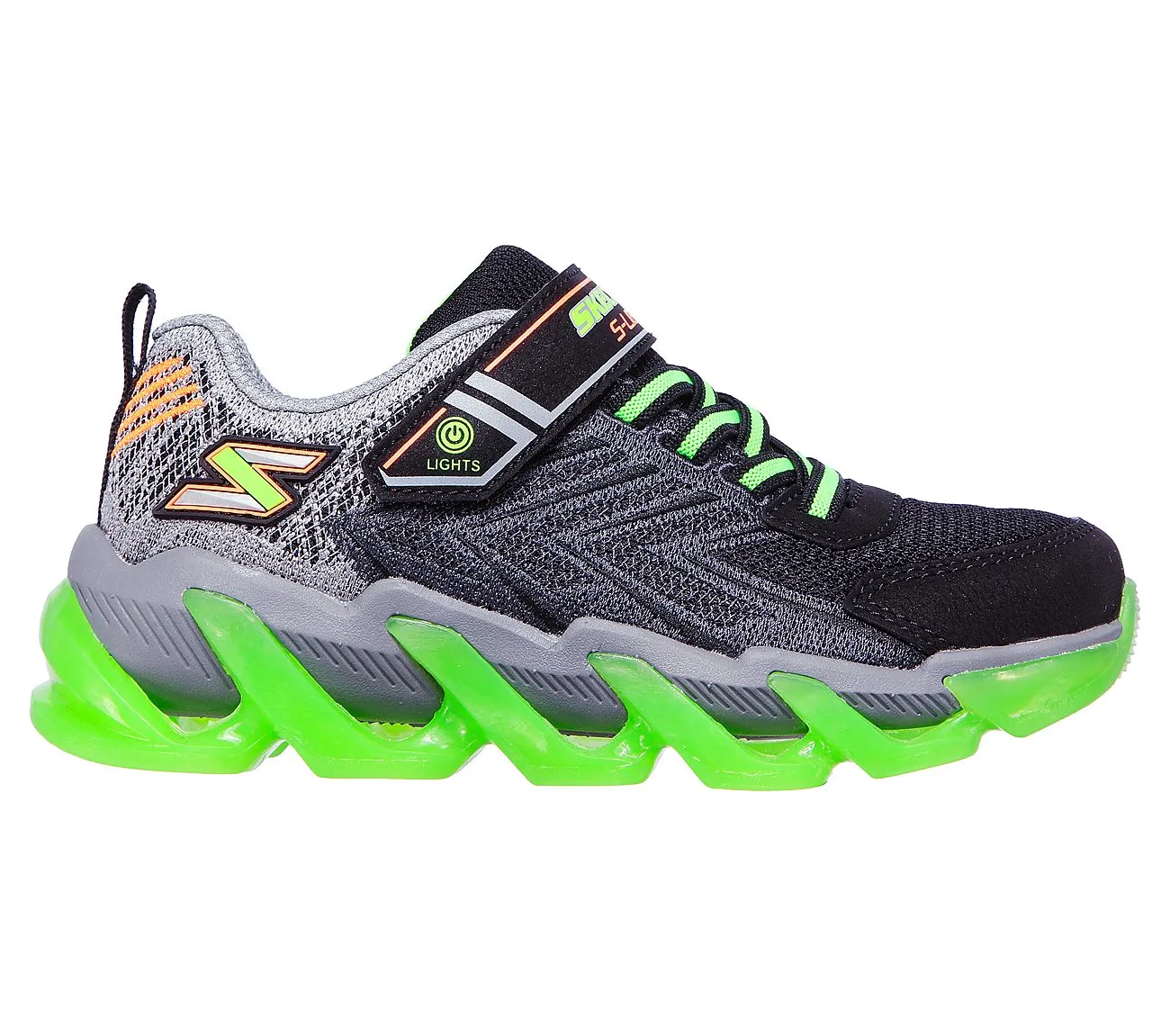 Skechers Kids S-Lights Mega Surge Trainers - Grey / Green