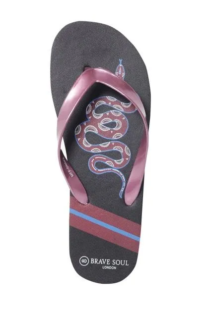 SNAKE PRINTED SOLE BURGUNDY FLIP FLOPS