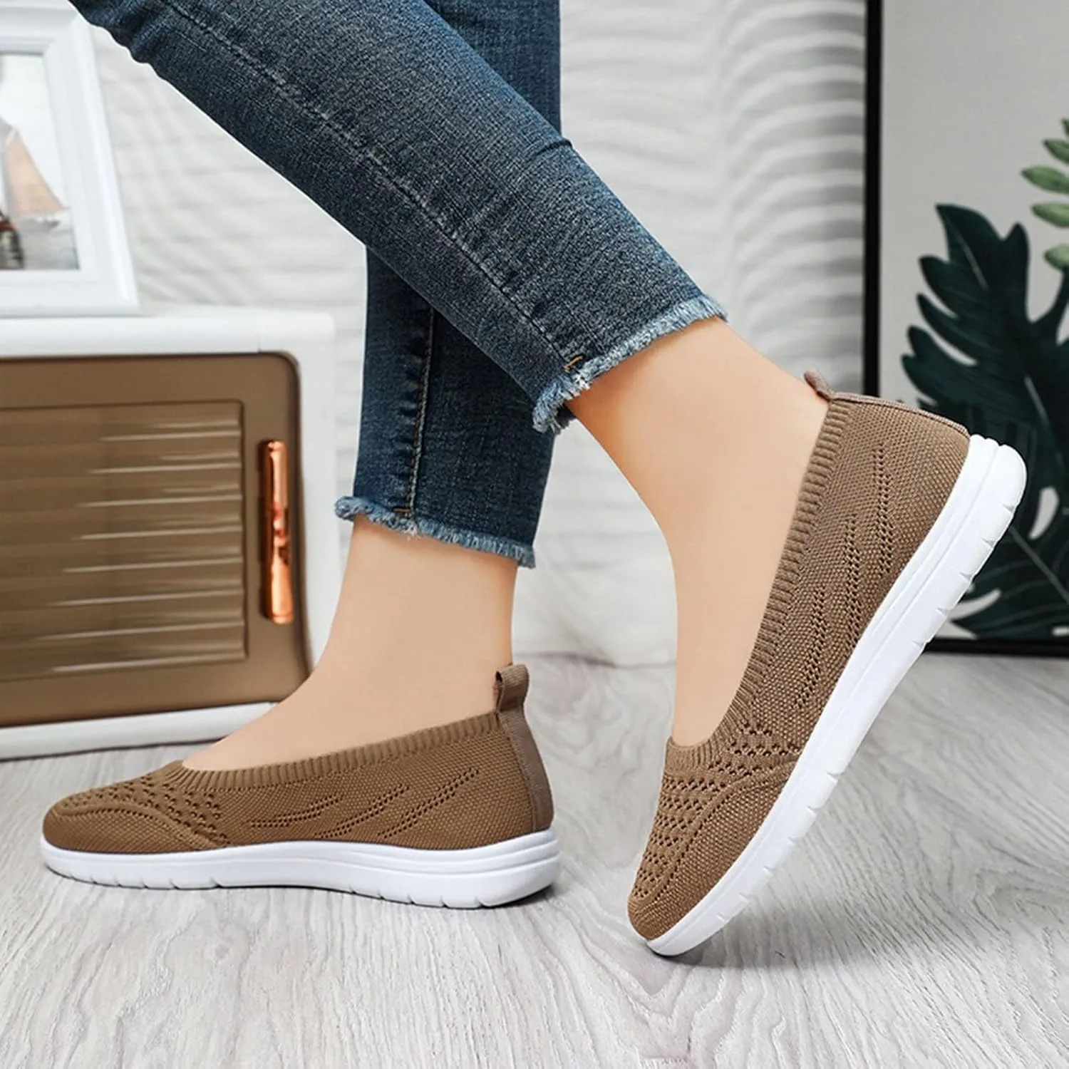 Soft Ortho Walking Shoes for Women Non Slip Arch Support Work Shoes Breathable Mesh Comfortable Sneakers