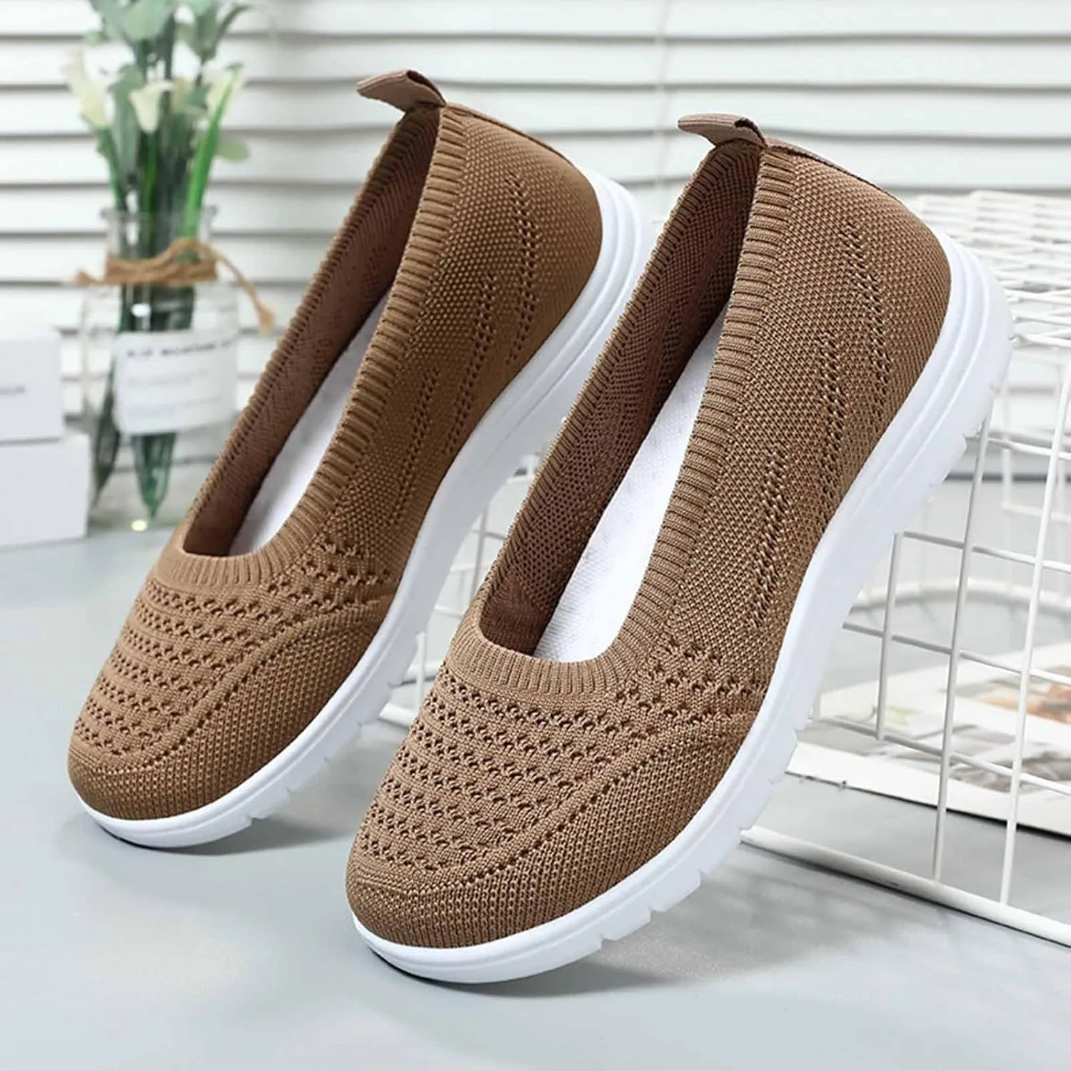 Soft Ortho Walking Shoes for Women Non Slip Arch Support Work Shoes Breathable Mesh Comfortable Sneakers