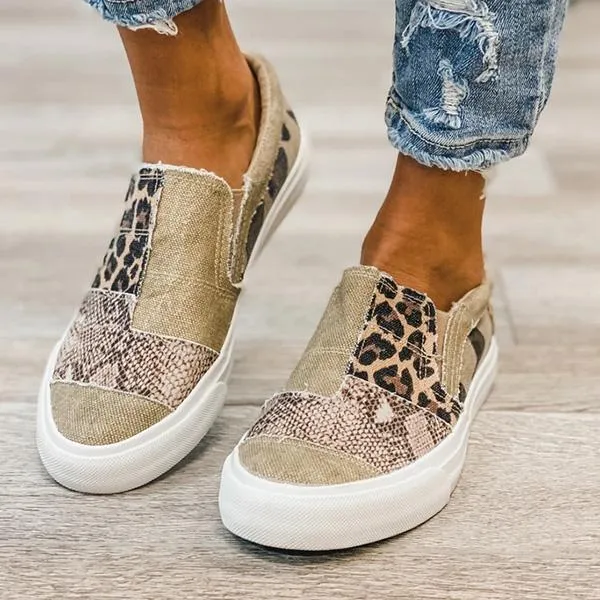 Women's Animal Print Canvas Slip-On Flats