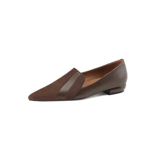 Women's Retro Pointed Toe Deep Mouth Flat Low Heels 91800058S