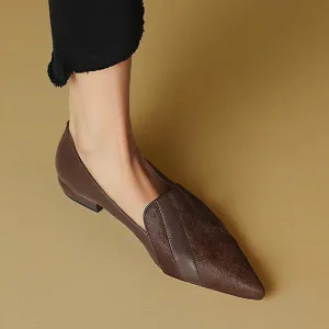 Women's Retro Pointed Toe Deep Mouth Flat Low Heels 91800058S