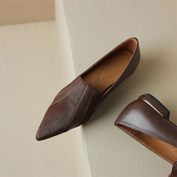 Women's Retro Pointed Toe Deep Mouth Flat Low Heels 91800058S