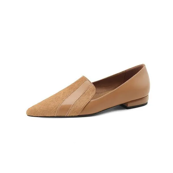 Women's Retro Pointed Toe Deep Mouth Flat Low Heels 91800058S