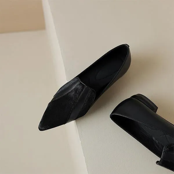 Women's Retro Pointed Toe Deep Mouth Flat Low Heels 91800058S