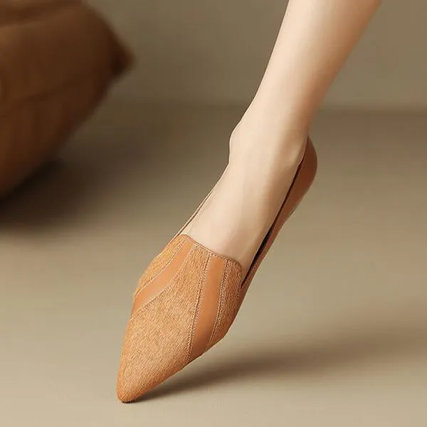 Women's Retro Pointed Toe Deep Mouth Flat Low Heels 91800058S