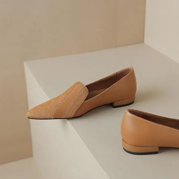 Women's Retro Pointed Toe Deep Mouth Flat Low Heels 91800058S