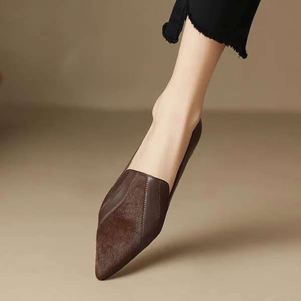 Women's Retro Pointed Toe Deep Mouth Flat Low Heels 91800058S