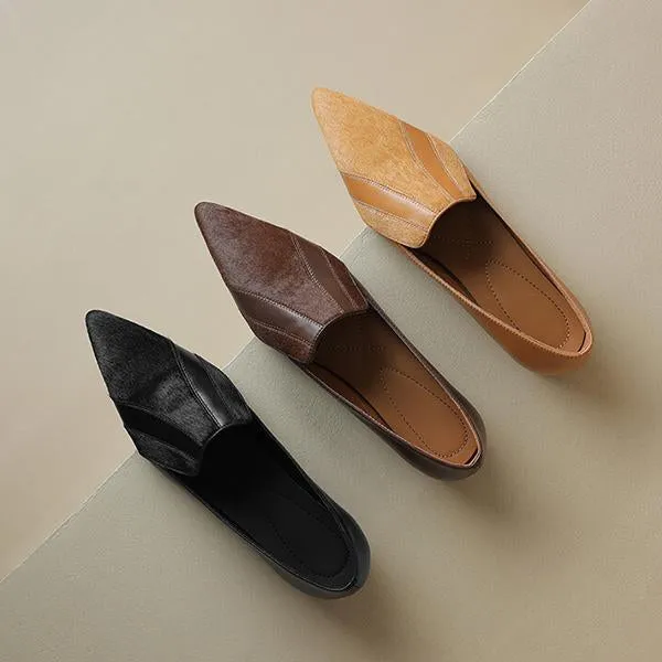 Women's Retro Pointed Toe Deep Mouth Flat Low Heels 91800058S