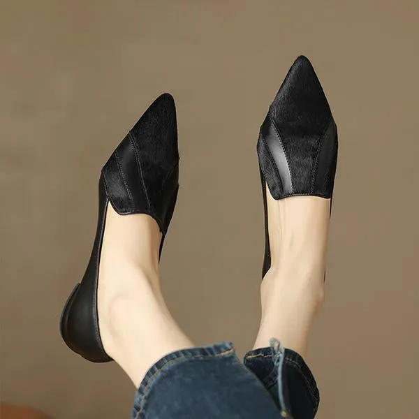 Women's Retro Pointed Toe Deep Mouth Flat Low Heels 91800058S